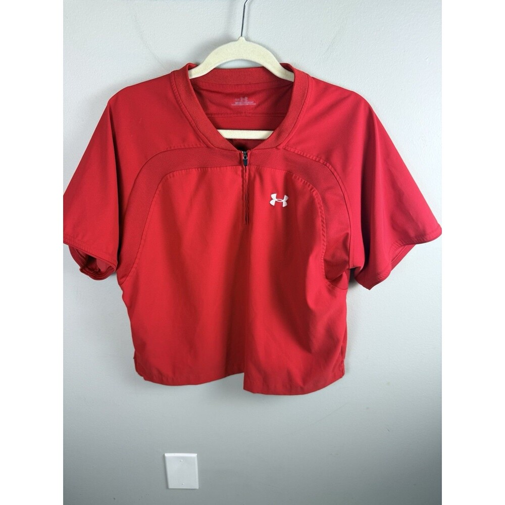 Under Armour Quarter 1/4 Zip Baseball Pullover Small Coach Teen Sports Gym Red
